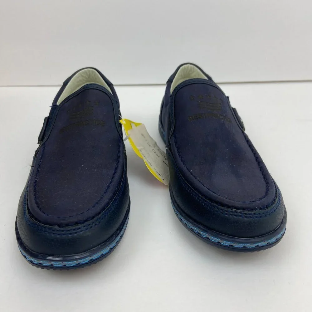 NWT M + D Boys Blue Faux Leather Slip-on Loafers Size 1 (EU 32)